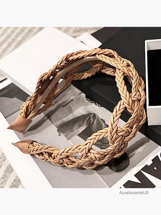 2 Pack Knit Padded Headbands, Boho Elastic Hair Bands for Women & Girls main image 6